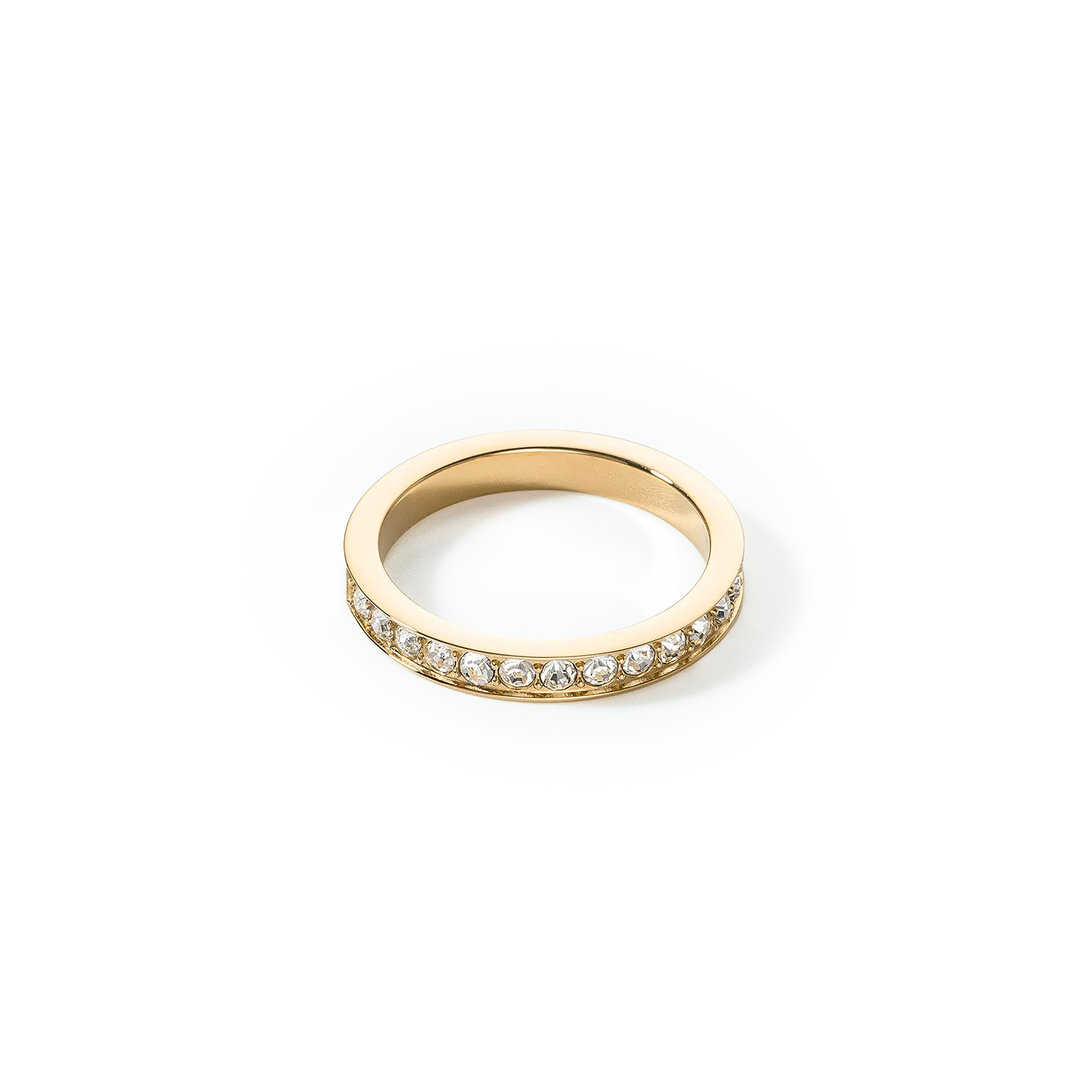 Ring stainless steel & crystals slim gold crystal