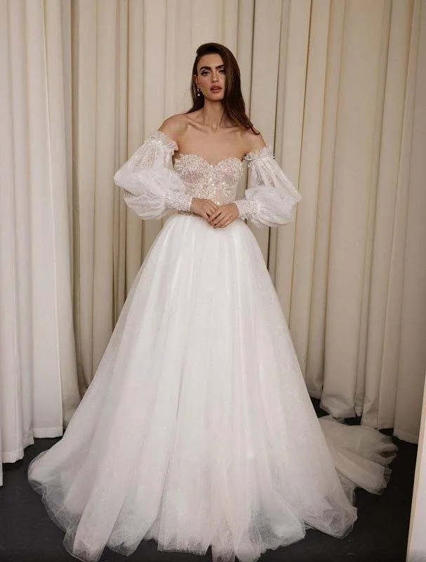 Rumped White Wedding Dress