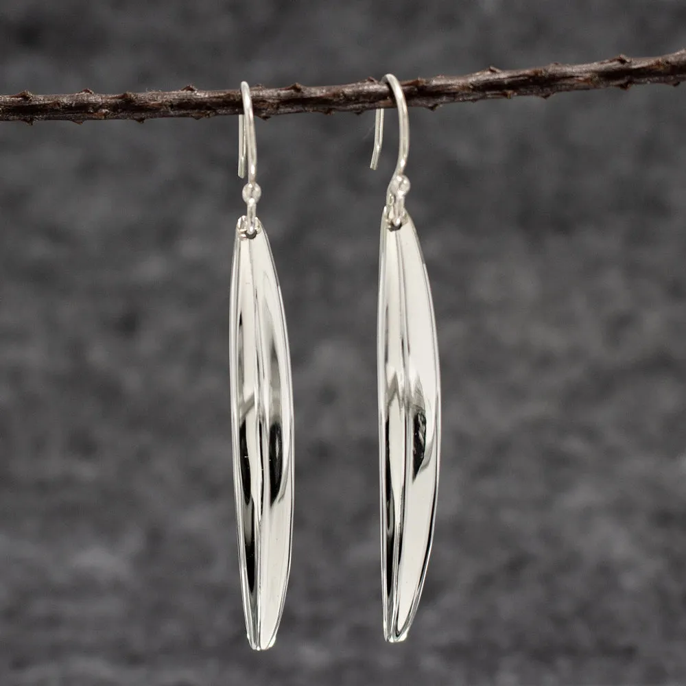 Selene - Pod Large Silver Earrings - Dangle