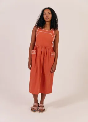 Sideline | ARCHIVE Caroline Dress | Tomato Embroidered