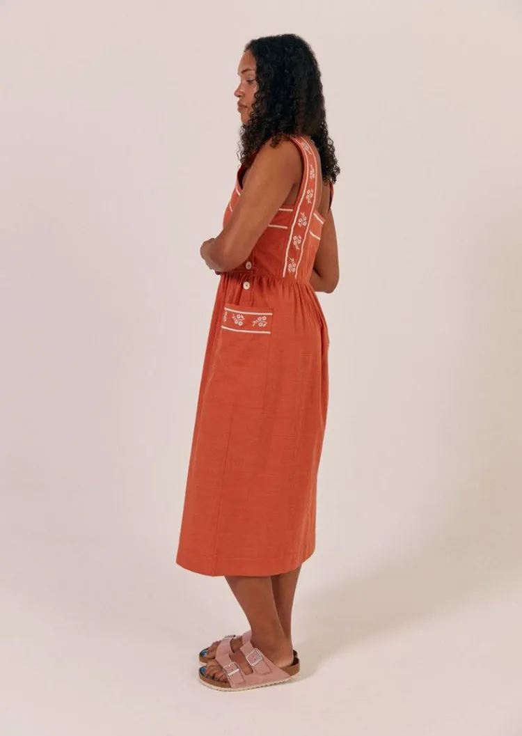 Sideline | ARCHIVE Caroline Dress | Tomato Embroidered