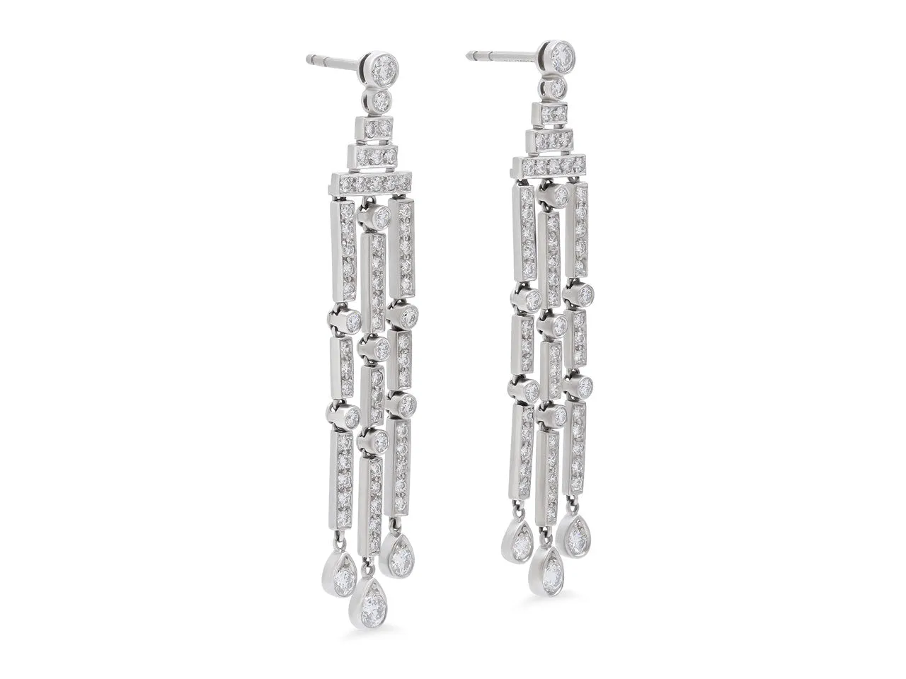 Tiffany & Co. 'Jazz' Triple-bar Diamond Drop Earrings in Platinum