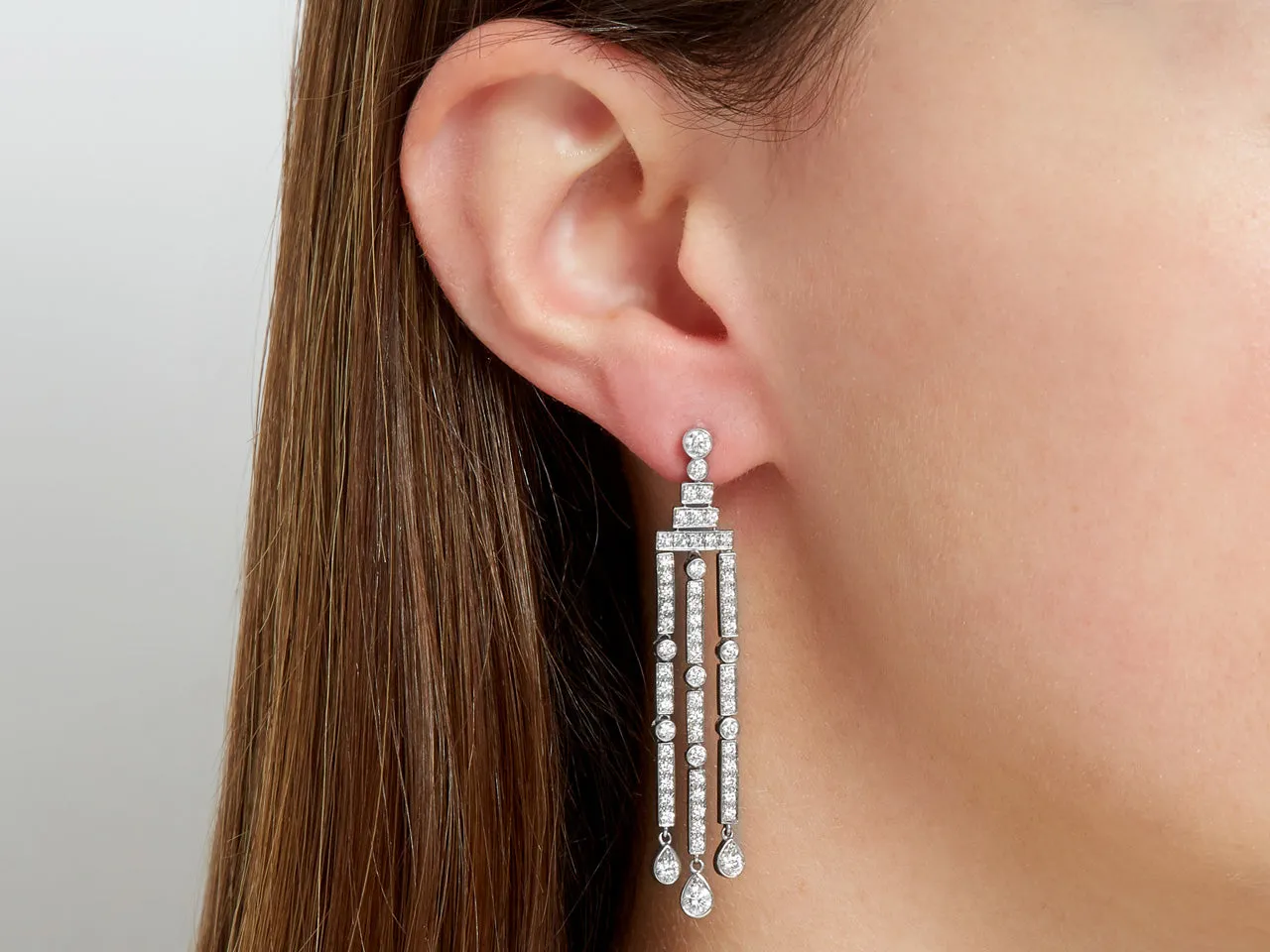 Tiffany & Co. 'Jazz' Triple-bar Diamond Drop Earrings in Platinum