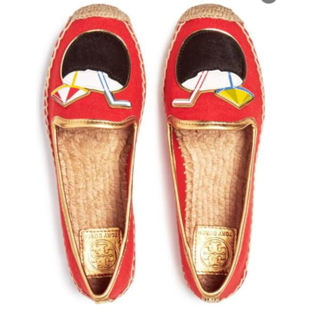 Tory Burch Coco Calf Hair Appliqué Espadrille Flats - Size 7