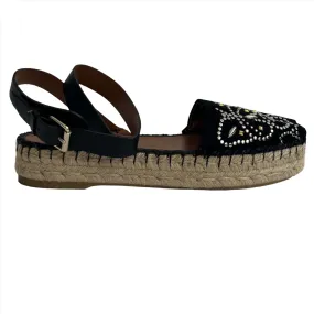 Valentino Garavani £550 Teodora Studded Suede Black Sandals 39