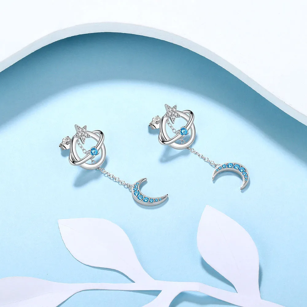 Women Celestial Moon & Star Earth Planet Dangle Earrings Grils Jewelry