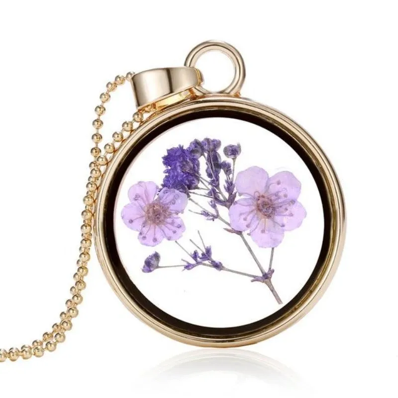 Women's Dried Flower Beaded Chain Necklace