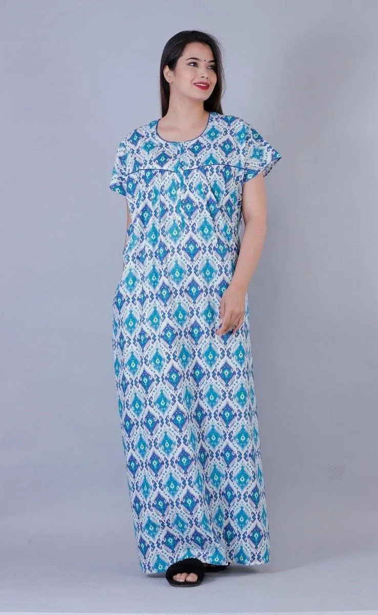 Women's Premium Cotton Block Printed Night Gown