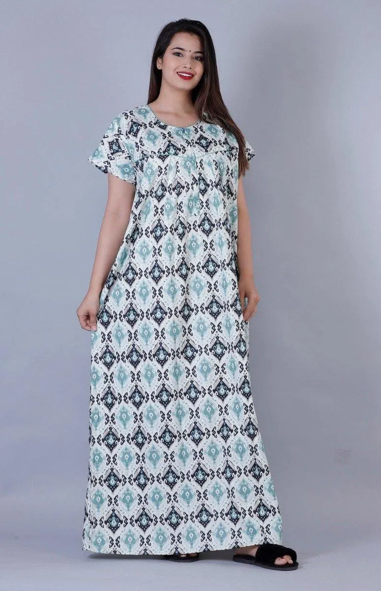 Women's Premium Cotton Block Printed Night Gown
