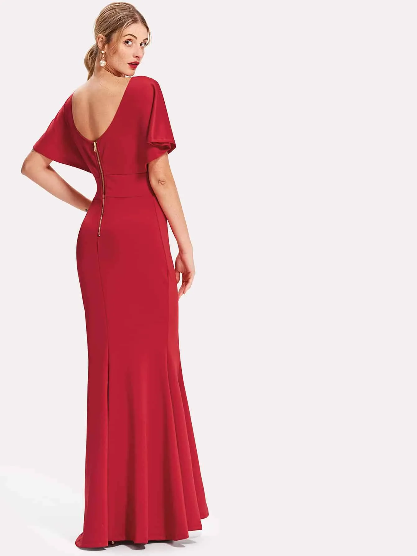 Wrap Neckline Fishtail Prom Dress